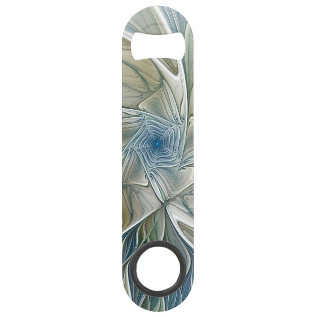 Floral Dream Pattern Abstract Blue Khaki Fractal Bar Key (Front)