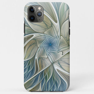 Floral Dream Pattern Abstract Blue Khaki Fractal iPhone 11 Pro Max Case