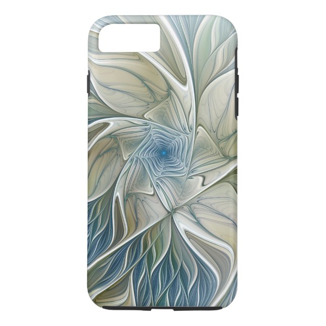 Floral Dream Pattern Abstract Blue Khaki Fractal Case-Mate iPhone Case (Back)