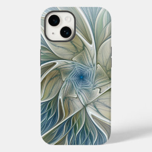 Floral Dream Pattern Abstract Blue Khaki Fractal Case-Mate iPhone 14 Case