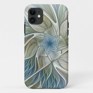Floral Dream Pattern Abstract Blue Khaki Fractal iPhone 11 Case