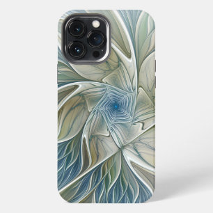 Floral Dream Pattern Abstract Blue Khaki Fractal iPhone 13 Pro Max Case