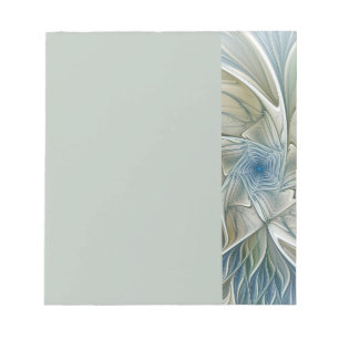 Floral Dream Pattern Abstract Blue Khaki Fractal Notepad