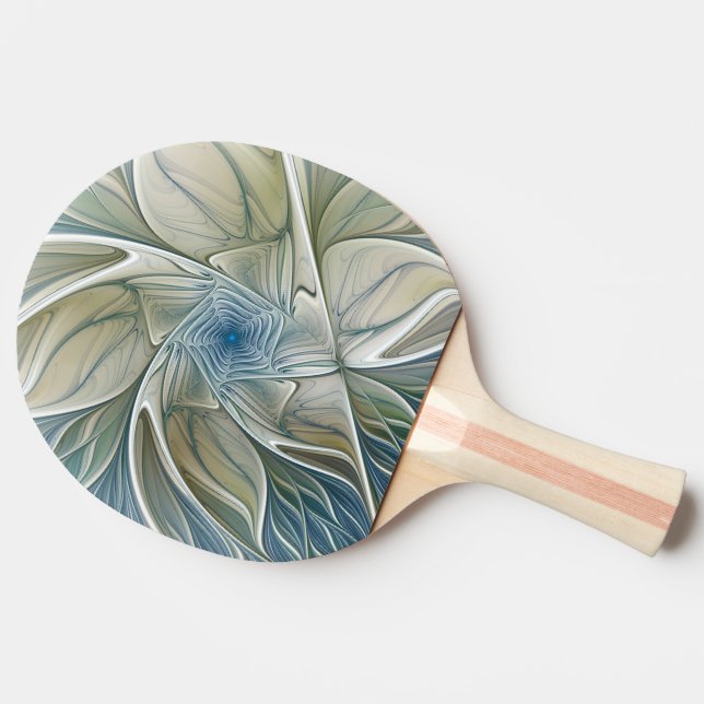 Floral Dream Pattern Abstract Blue Khaki Fractal Ping Pong Paddle (Side)
