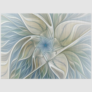 Floral Dream Pattern Abstract Blue Khaki Fractal Tissue Paper