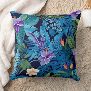 'Floral Dreams' - Tropical floral design Throw Pillow