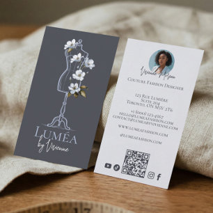 Floral Dress Form Mannequin Fashion Designer Photo Business Card