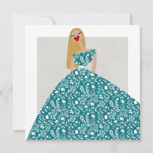 Floral Dress Glam Fashion Illustration Art Card