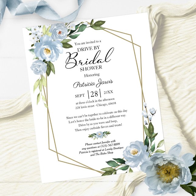 Floral Drive By Bridal Shower Budget Invitation (Creator Uploaded)