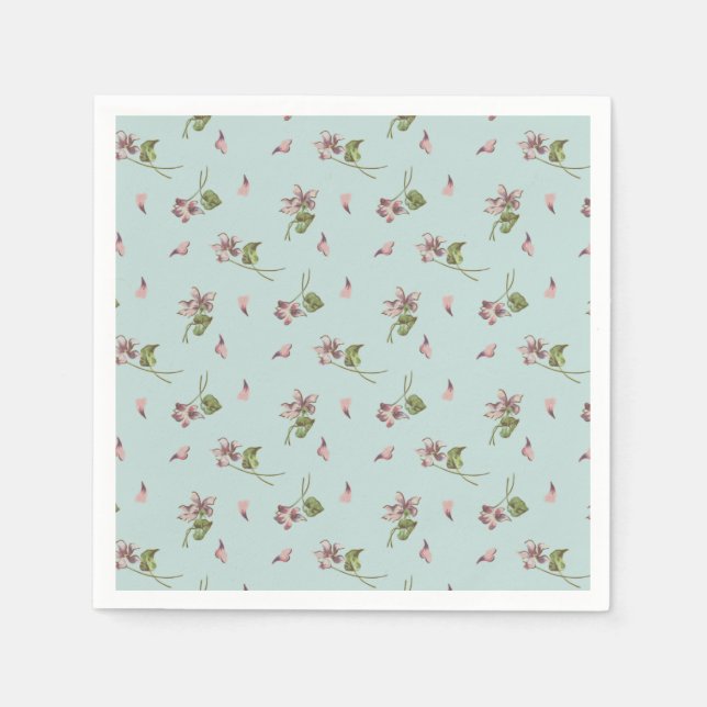 Floral Duck egg Napkin (Front)