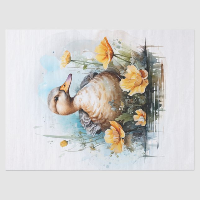 Floral Duck Watercolor Tissue Paper (Front)