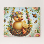 Floral Duckling Nest Swing Jigsaw Puzzle<br><div class="desc">Floral Duckling Nest Swing
Art/illustration
colorful
customizable</div>