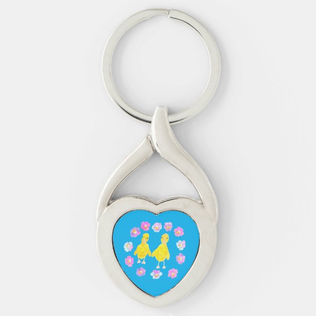 Floral ducklings  keychain (Front)