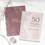 Floral Dusky Pink Surprise 50th Birthday Party Invitation<br><div class="desc">Floral Dusky Pink Surprise 50th Birthday Party Invitation. Minimalist boho design featuring botanical accents and typography script font. Floral invite card perfect for a stylish female surprise bday celebration. Can be customized to any age.</div>