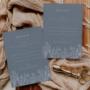 Floral Dusty Blue 5x7" Mariage Table menu plat
