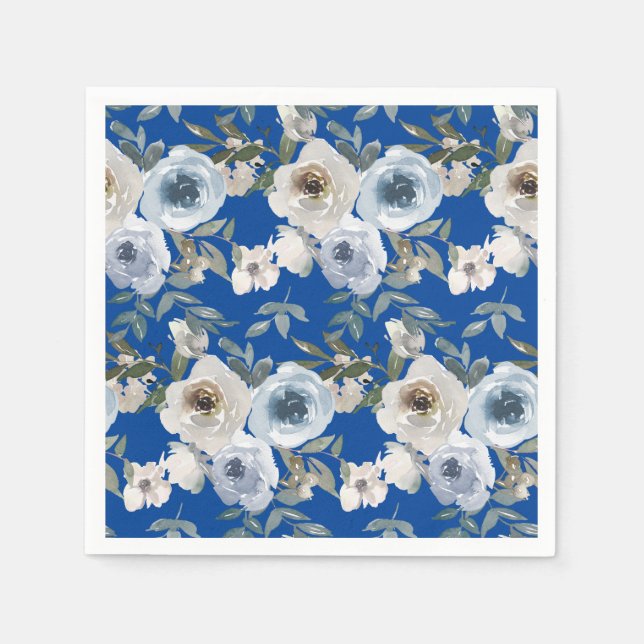 Floral Dusty Blue Botanical Wedding Napkin (Front)
