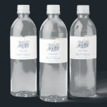 Floral Dusty Blue Bridal Shower Favour Water Bottle Label<br><div class="desc">Floral Dusty Blue Bridal Shower Favour Water Bottle Label</div>
