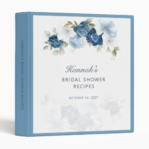 Floral Dusty Blue Bridal Shower Recipe Binder