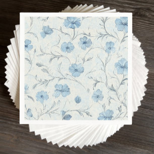 Floral Dusty Blue Country Garden Elegant Wedding Napkin