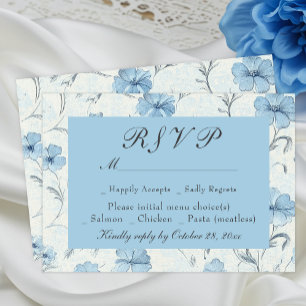 Floral Dusty Blue Country Garden Wedding RSVP Card