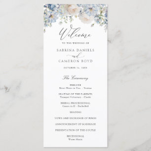 Floral Dusty Blue Élégant programme de mariage Ros