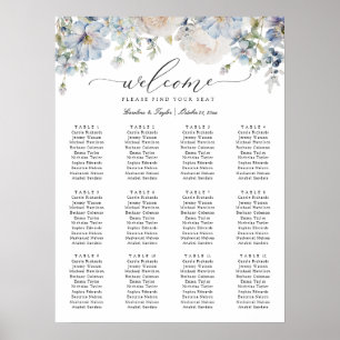 Floral Dusty Blue élégant tableau de mariage