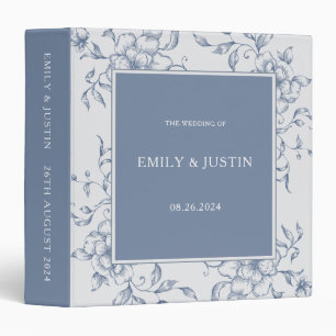 Floral Dusty Blue Elegant Wedding Albums Binder