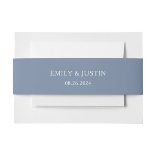 Floral Dusty Blue Elegant Wedding Invitation Belly Band