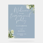 Floral Dusty Blue Engagement Party Welcome Sign