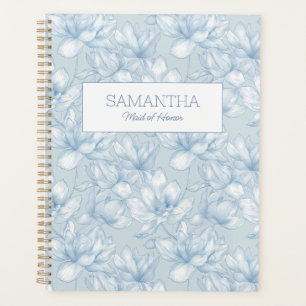 Floral Dusty Blue Flower Modern Maid of Honour Nam Planner