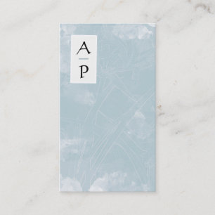 *~* Floral Dusty Blue Flowers Color QR Logo Photo Business Card