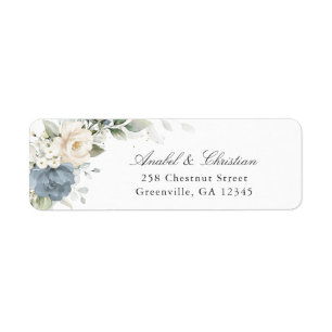 Floral Dusty Blue Green Adresse de retour