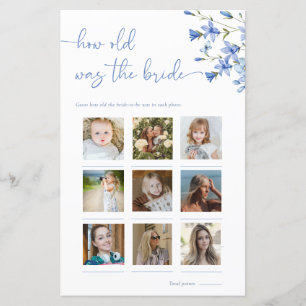 Floral Dusty Blue How Old Was The Bride Photo Game