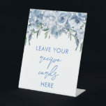 Floral Dusty Blue Recipe Cards Here Pedestal Sign<br><div class="desc">Floral Dusty Blue Recipe Cards Here Pedestal Sign</div>