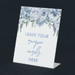 Floral Dusty Blue Recipe Cards Here Pedestal Sign<br><div class="desc">Floral Dusty Blue Recipe Cards Here Pedestal Sign</div>