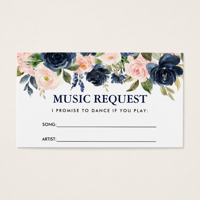 Floral Dusty Blue rose Mariage demande de musique (Devant)