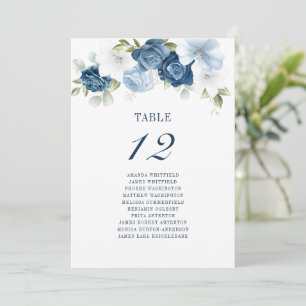Floral Dusty Blue Table Number 12 Wedding Seating
