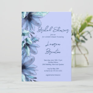 Floral dusty blue violet Bridal Shower Invitation