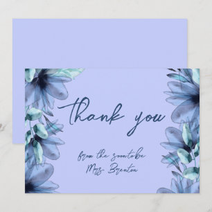 Floral dusty blue violet  thank you card