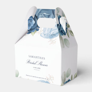 Floral Dusty Blue Watercolor Bridal Shower Favor Box