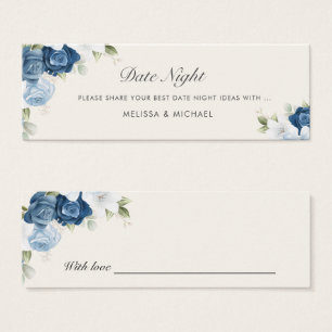 Floral Dusty Blue Wedding Date Night Jar Card