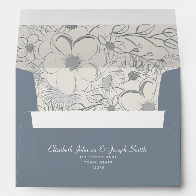 Floral Dusty Blue Wedding Envelope (Back (Bottom))