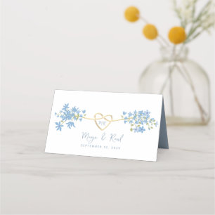 Floral Dusty Blue Wedding Place Card