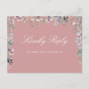 Floral Dusty Chanson Rose Demande de carte postale