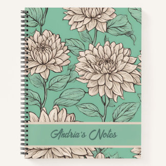 Floral Dusty Grey Dahlia Personalized Notebook