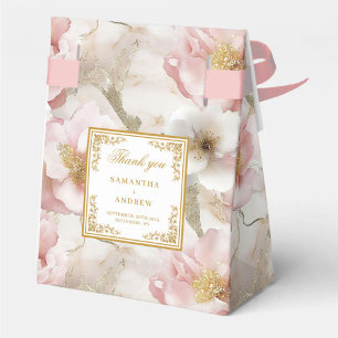 Floral Dusty Pink Ivory Gold Wedding Favour Box