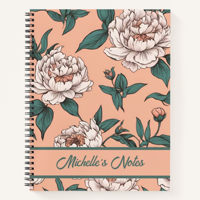 Floral Dusty Pink Orchid Pattern Personalized  Notebook (Front)