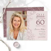 Floral Dusty Pink Surprise Photo 60th Birthday