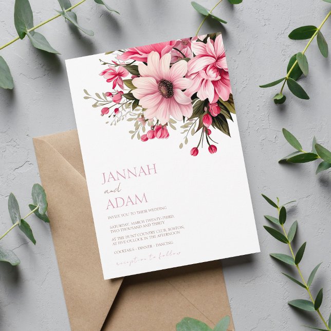 Floral Dusty Pink Wildflower Summer Garden Wedding Invitation (Creator Uploaded)