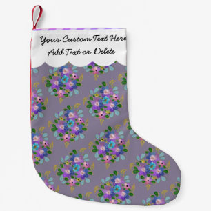 Floral Dusty Purple Spring Flowers Pretty Garden Small Christmas Stocking